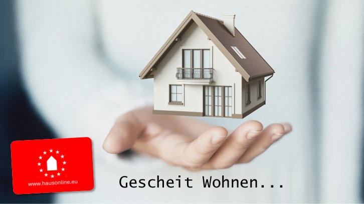 Gescheit Wohnen – Symbolhafte Darstellung eines Hauses auf einer Handfläche